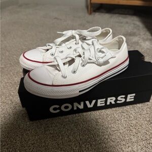 Converse Kids White Low-Top Canvas Sneakers with Red Accent